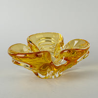 CHALET Free From Art Glass Ashtray - Amber