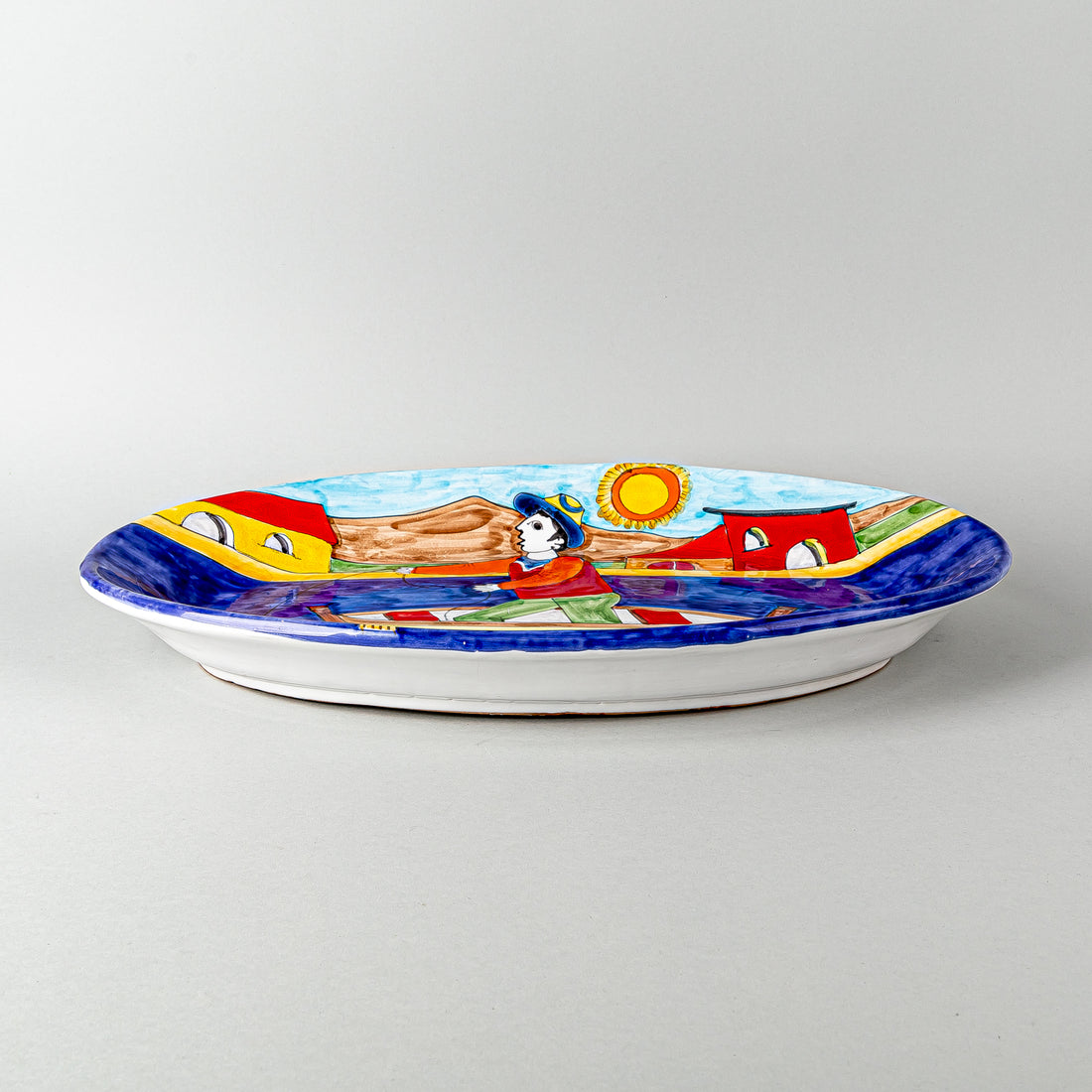 NINO PARRUCCA Hand Painted Ceramic Platter - Fisherman