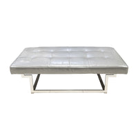Grey Vinyl And Chrome Ottoman