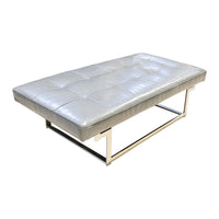 Grey Vinyl And Chrome Ottoman