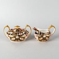 ROYAL CROWN DERBY Traditional Imari 2451 Cream & Covered Sugar - Dublin Shape