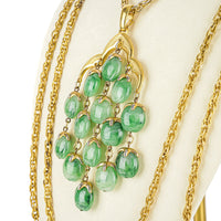 TRIFARI Gold Tone Green Stone Waterfall Necklace