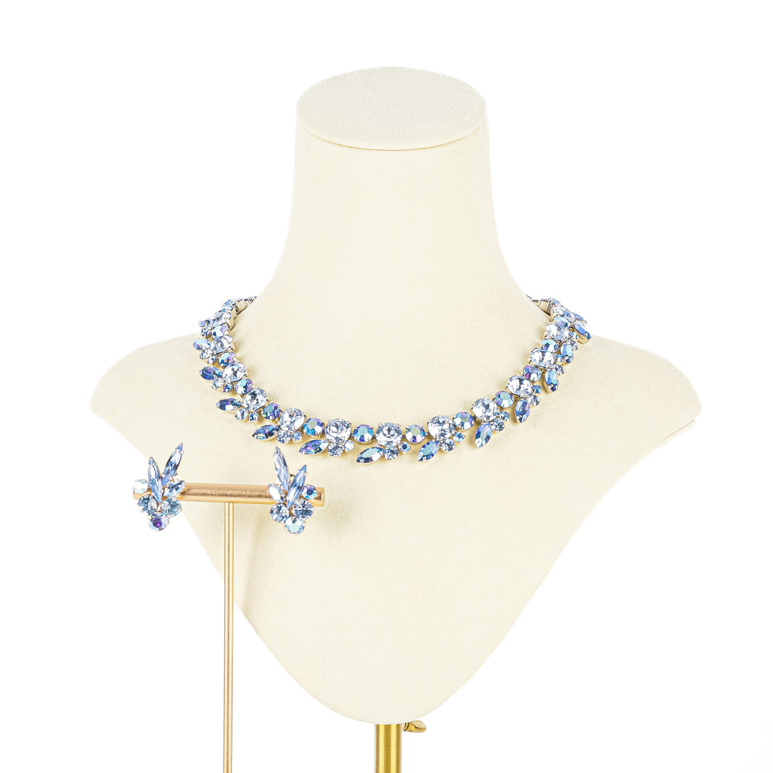 SHERMAN Necklace And Clips Set - Blue Rhinestone