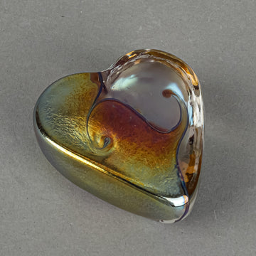 ROBERT HELD GLASS Iridescent Heart Paperweight