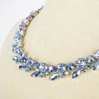 SHERMAN Necklace And Clips Set - Blue Rhinestone
