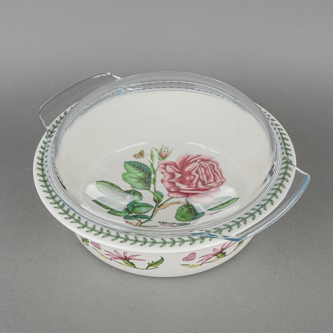 PORTMEIRION Botanic Garden Fire And Ice Casserole With Glass Lid