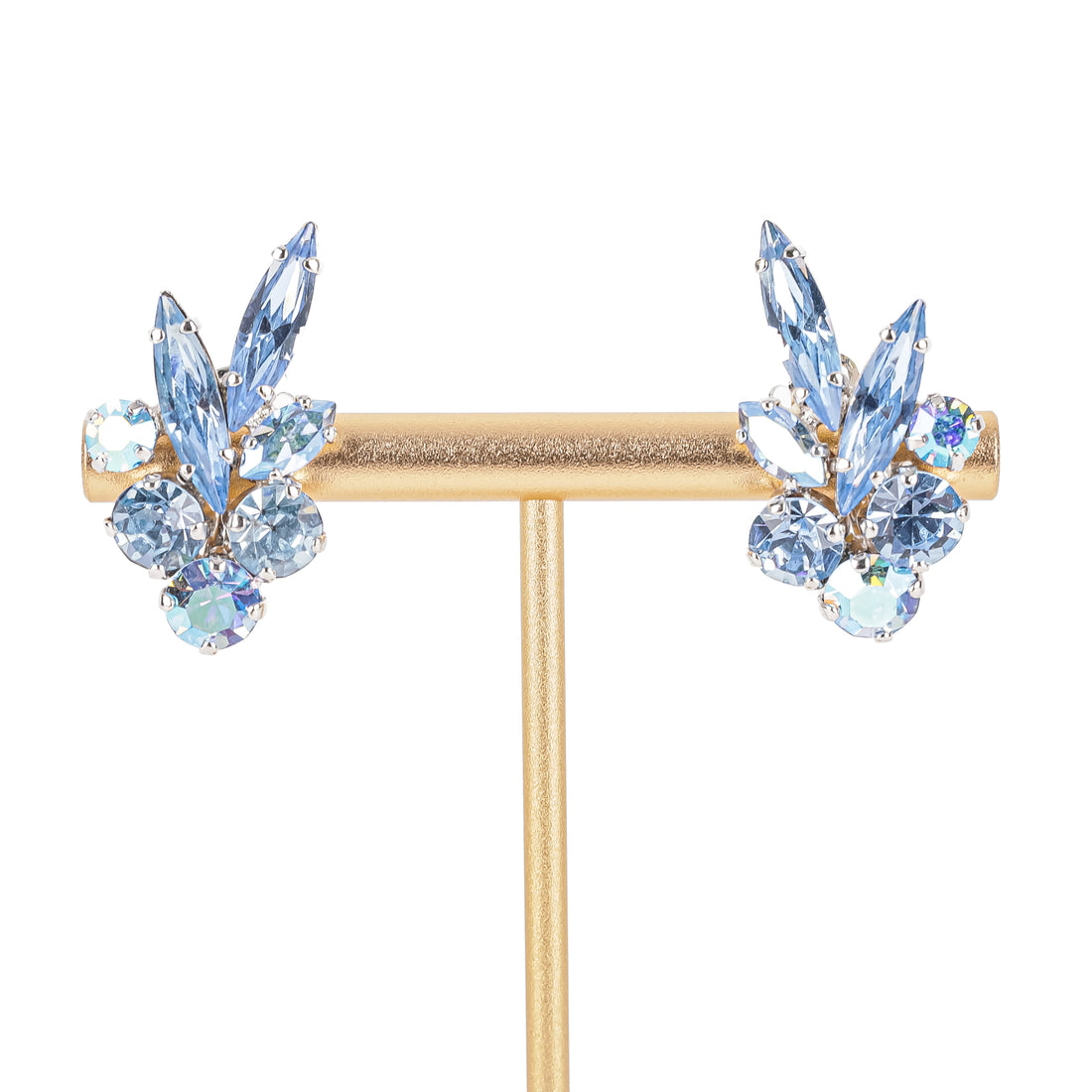 SHERMAN Necklace And Clips Set - Blue Rhinestone