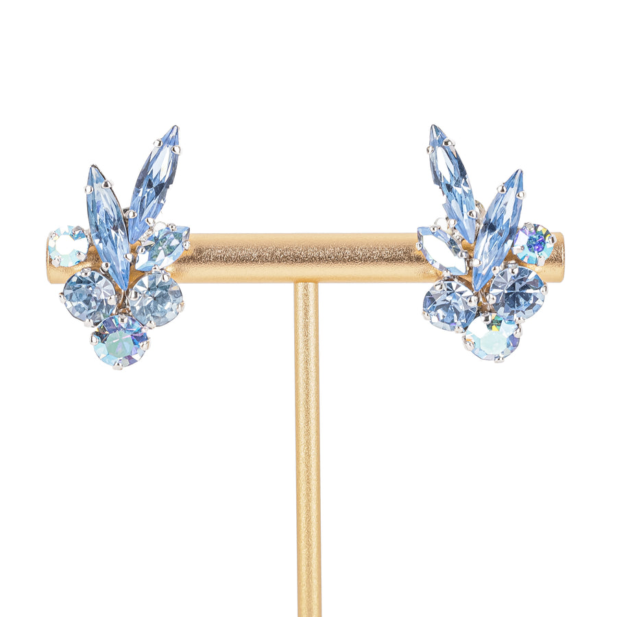 SHERMAN Necklace And Clips Set - Blue Rhinestone