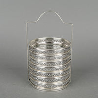 BIRKS Sterling And Cut Crystal Coasters With Stand - 8 Pieces