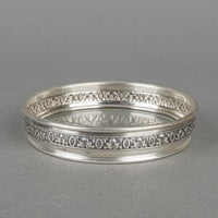 BIRKS Sterling And Cut Crystal Coasters With Stand - 8 Pieces