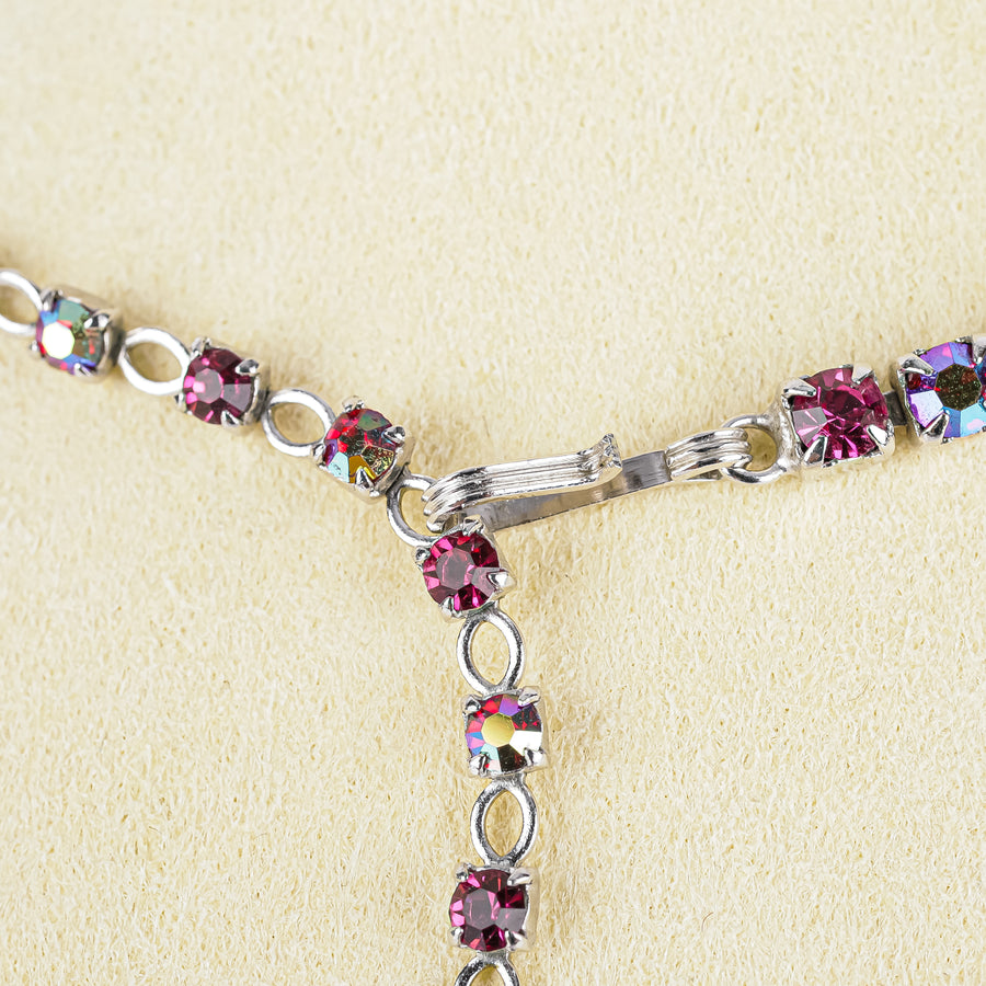 SHERMAN Necklace And Clips Set - Fuchsia Rhinestone