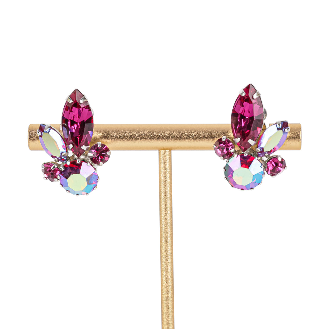 SHERMAN Necklace And Clips Set - Fuchsia Rhinestone