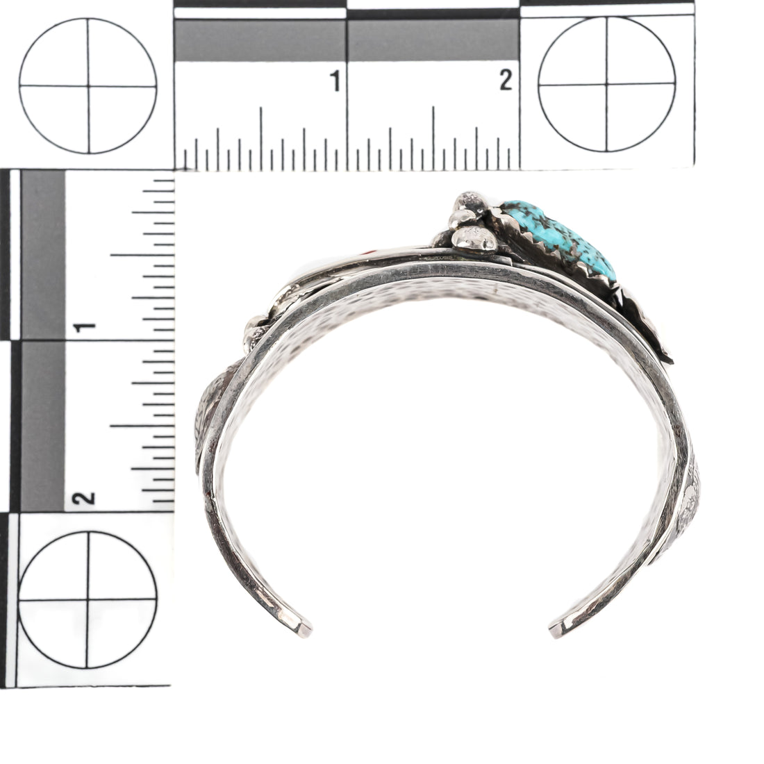 Navajo Sterling Turquoise Coral Coin Cuff Bracelet