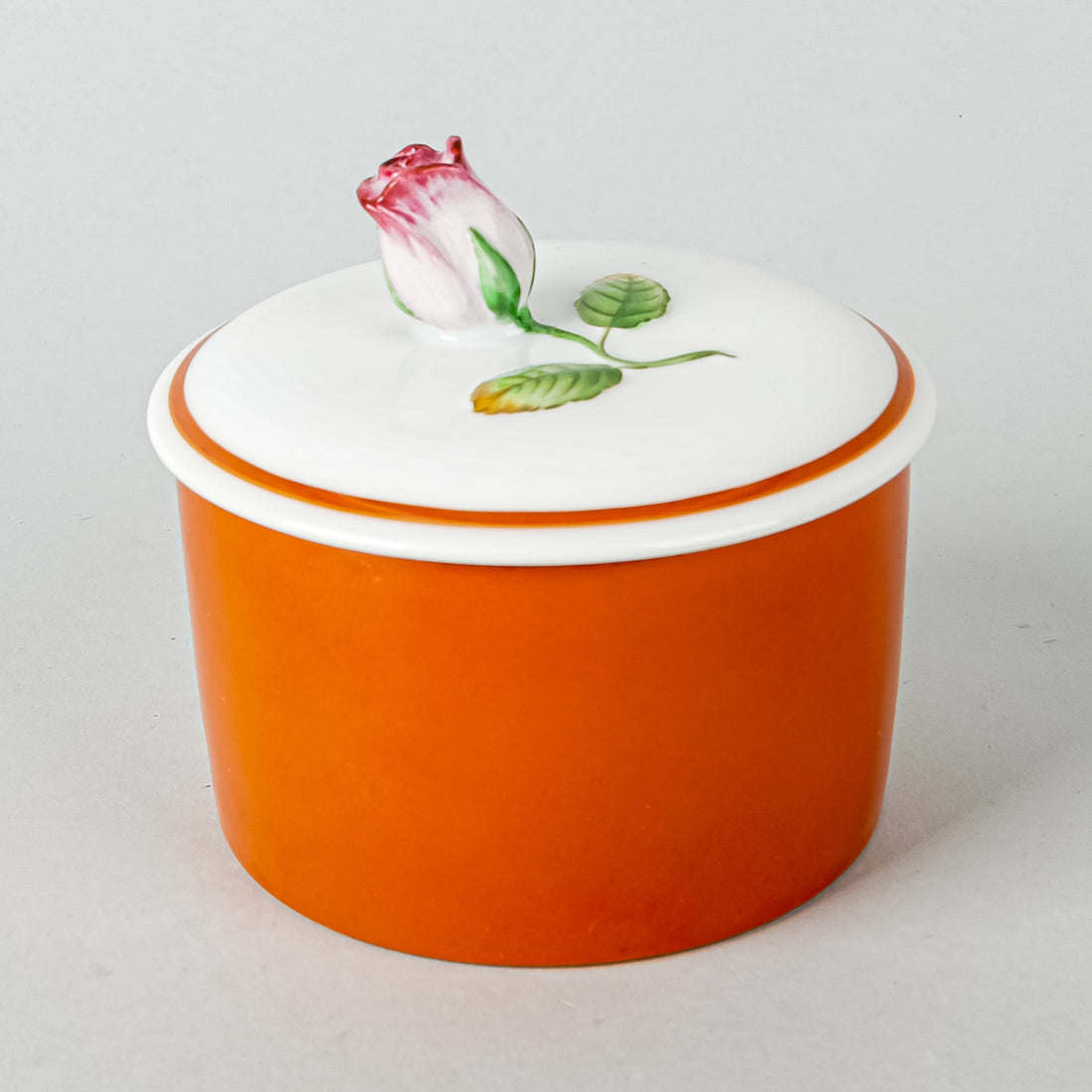 RICHARD GINORI Rose Knob Lidded Trinket Box Orange