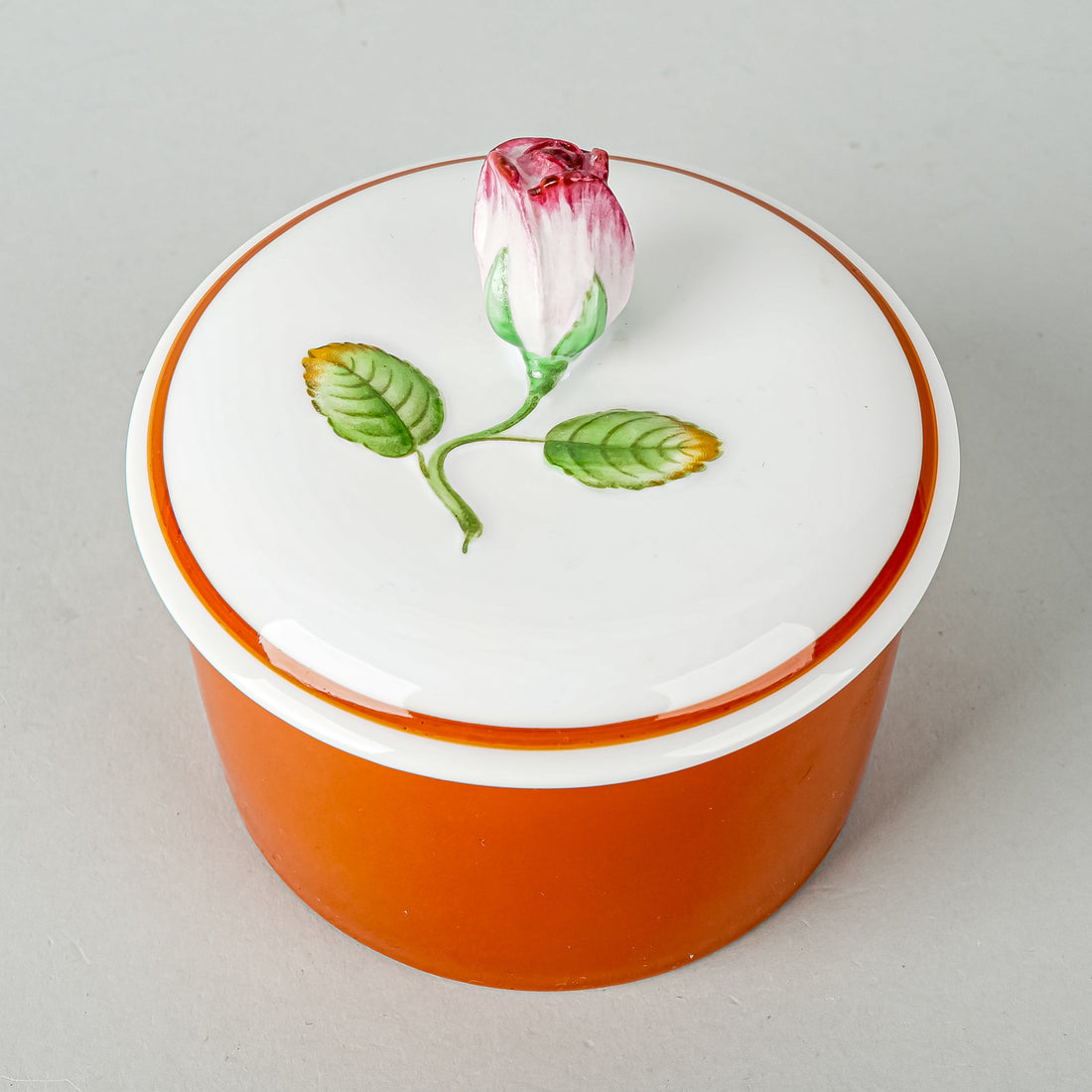 RICHARD GINORI Rose Knob Lidded Trinket Box Orange
