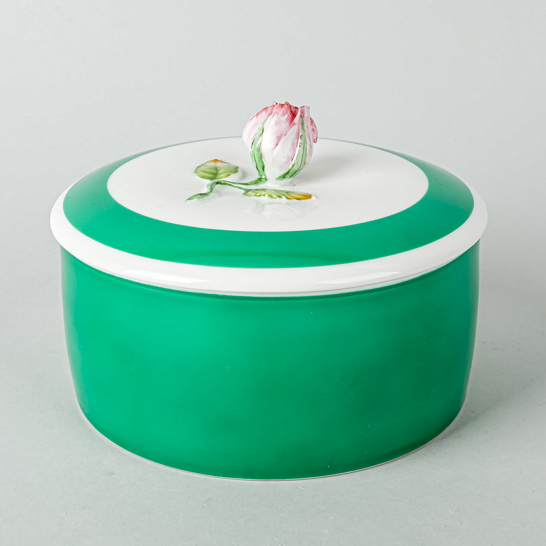 RICHARD GINORI Rose Knob Lidded Trinket Box Green