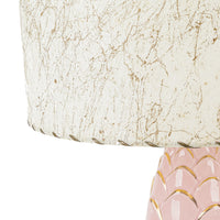 Vintage Pink Ceramic Palm Lamp  With Fiberglass Shade