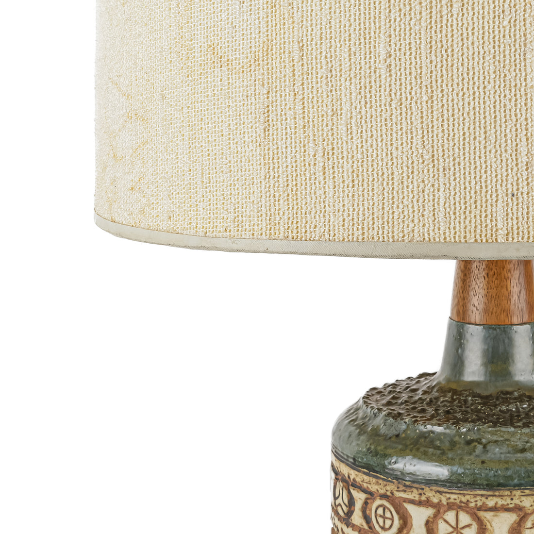 Vintage Ceramic And Teak Lamp With Shade