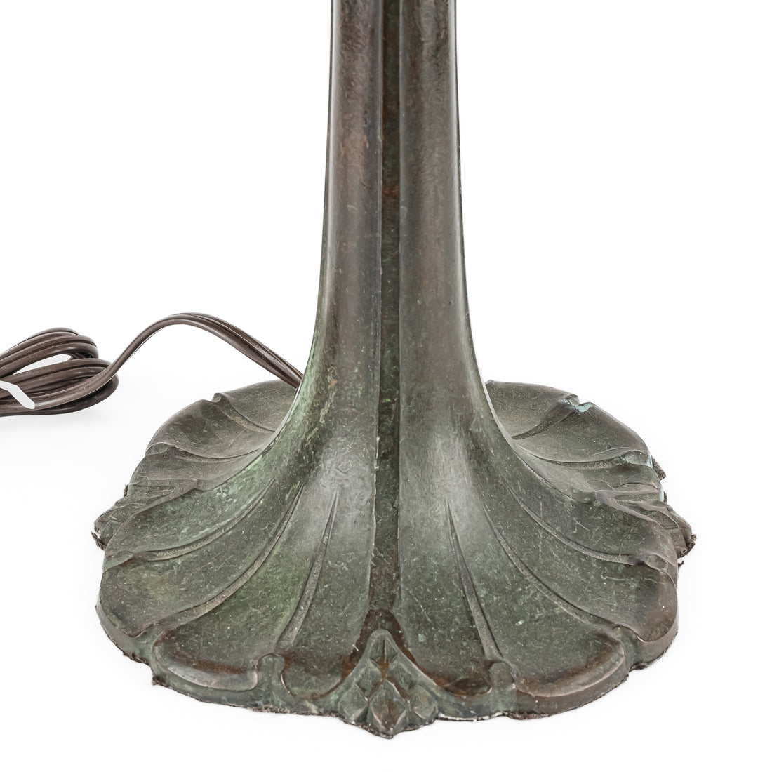 Vintage Cast Metal Lamp w/Slag Glass Shade
