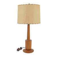 Vintage Turned Teak Lamp w/Shade