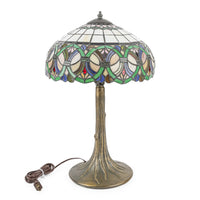 Small Brass Finish Spelter Tiffany Style Lamp