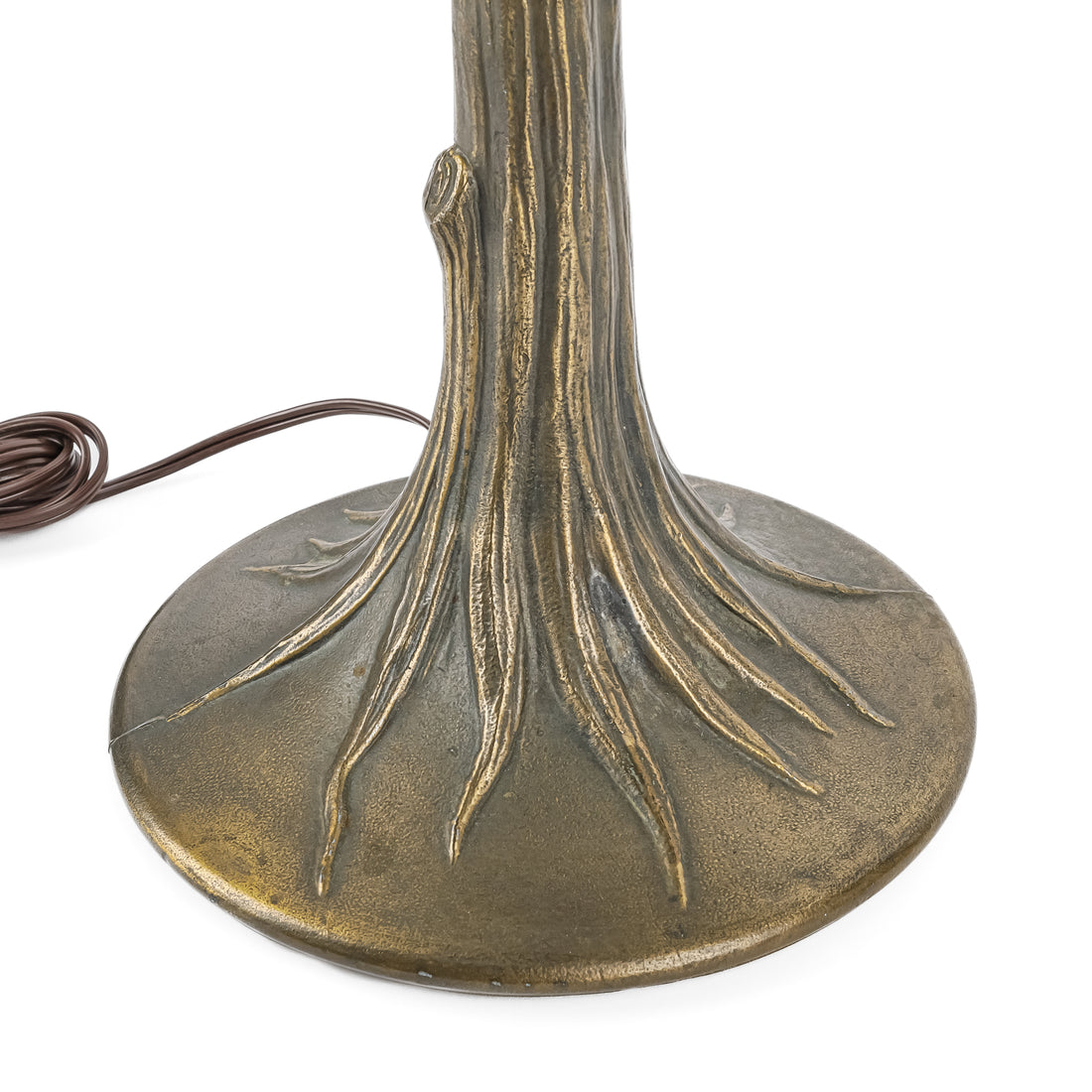 Small Brass Finish Spelter Tiffany Style Lamp