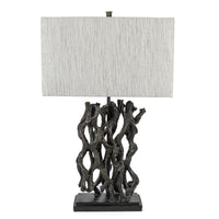 Bronze Finish Composite Brutalist Lamp w/Shade