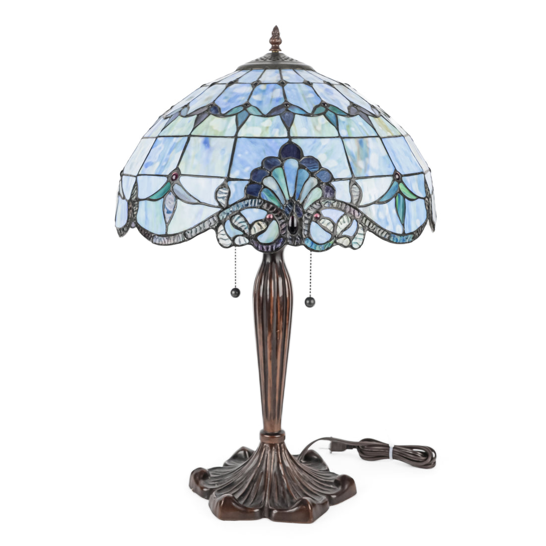 Bronze Finish Cast Metal Tiffany Style Lamp