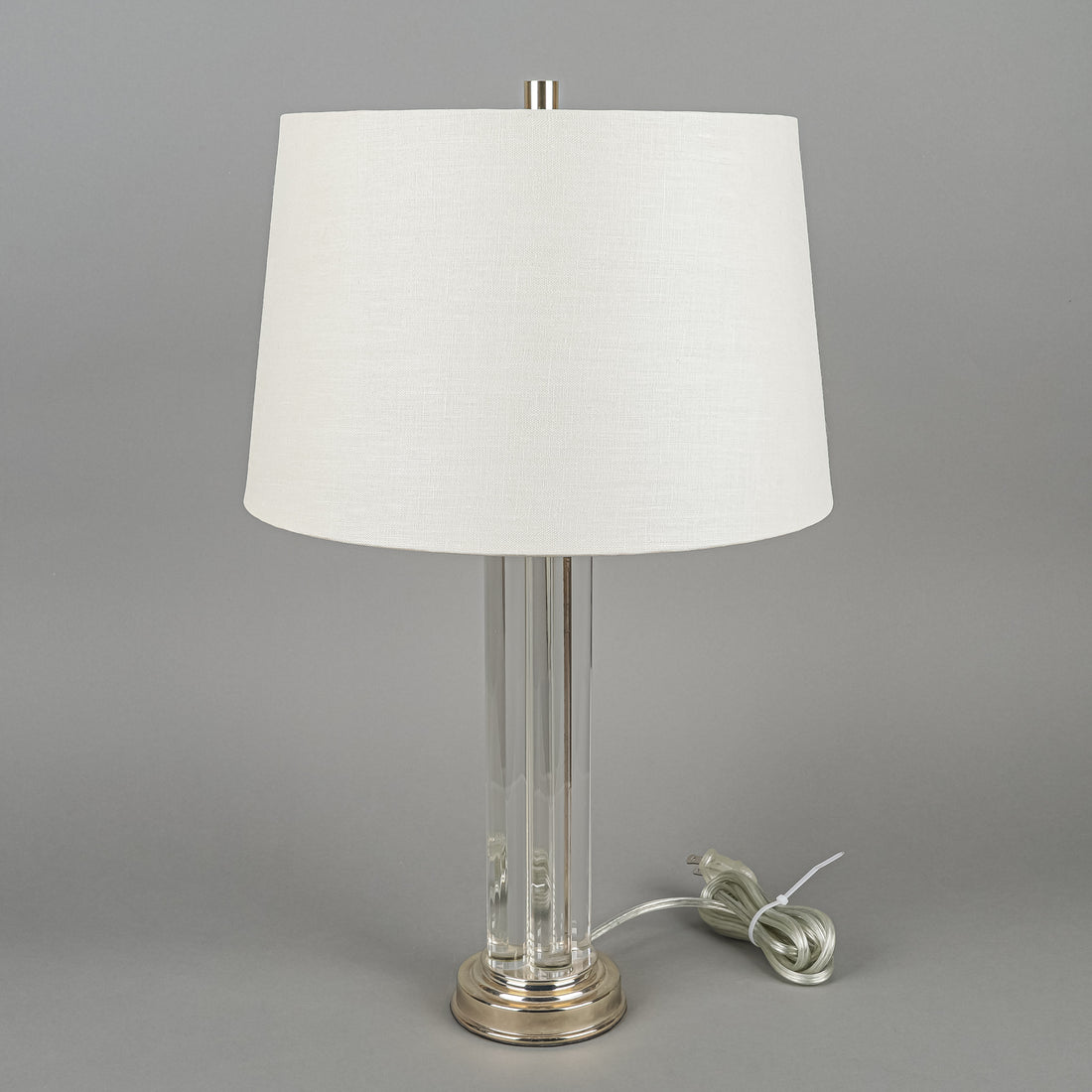 ROBERT ABBEY Glass Rod & Silver Plate Lamps w/Shades Set of 2