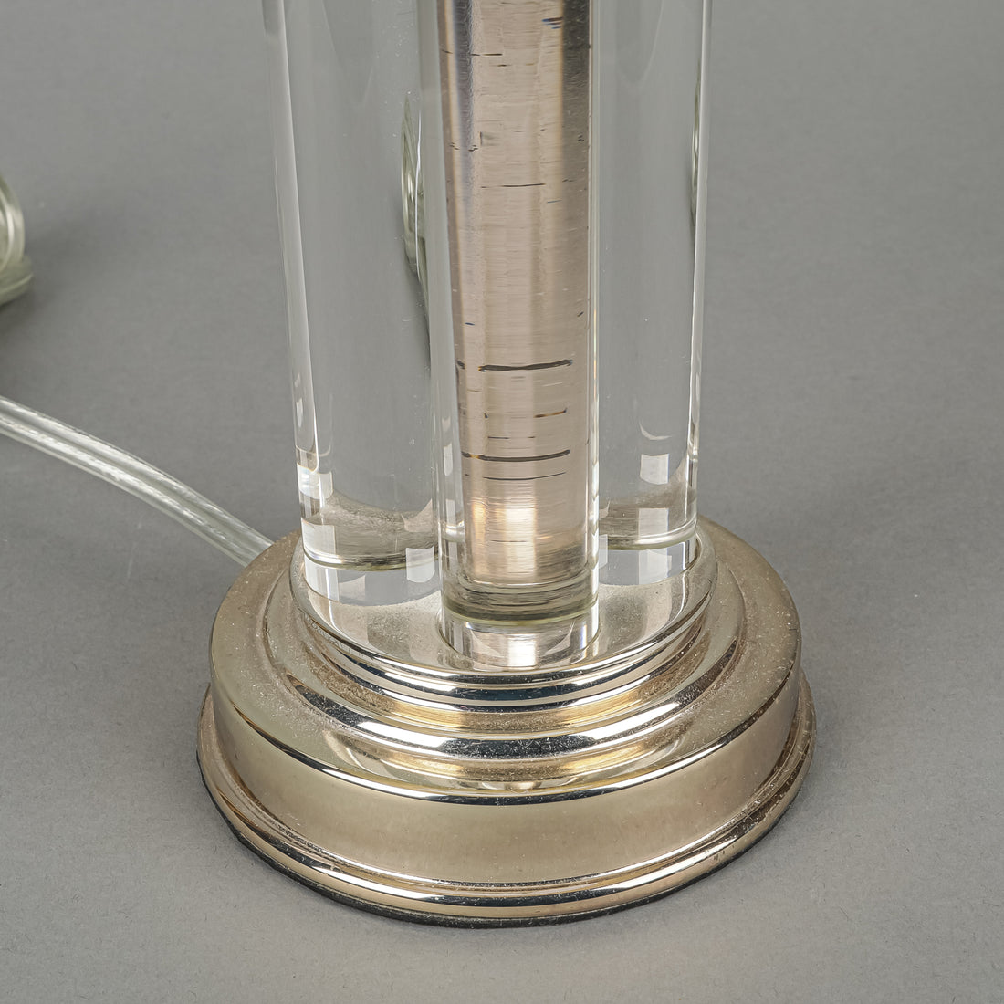 ROBERT ABBEY Glass Rod & Silver Plate Lamps w/Shades Set of 2