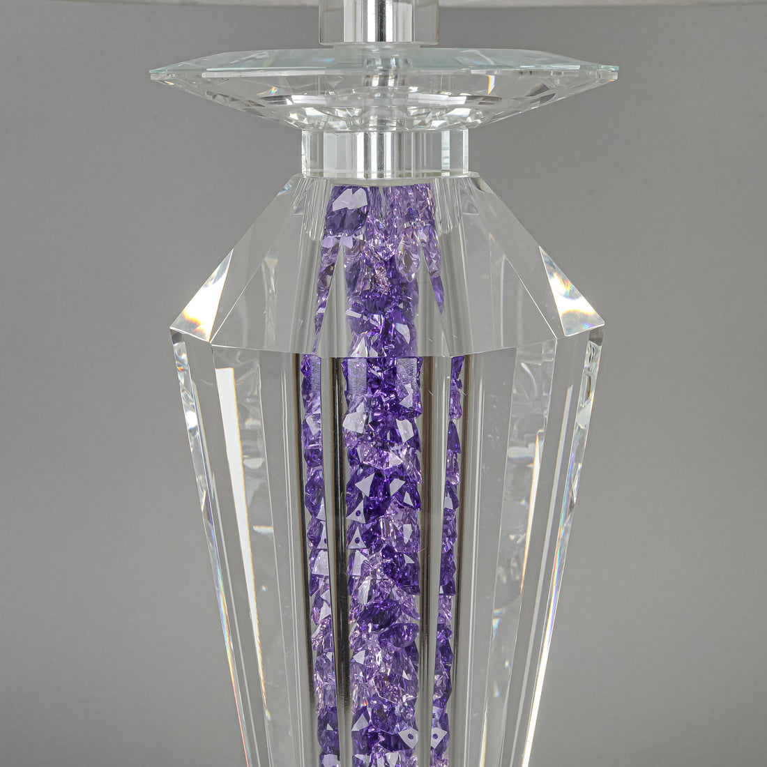 Coloured Crystal Filled Faceted Crystal Lamp w/Shade