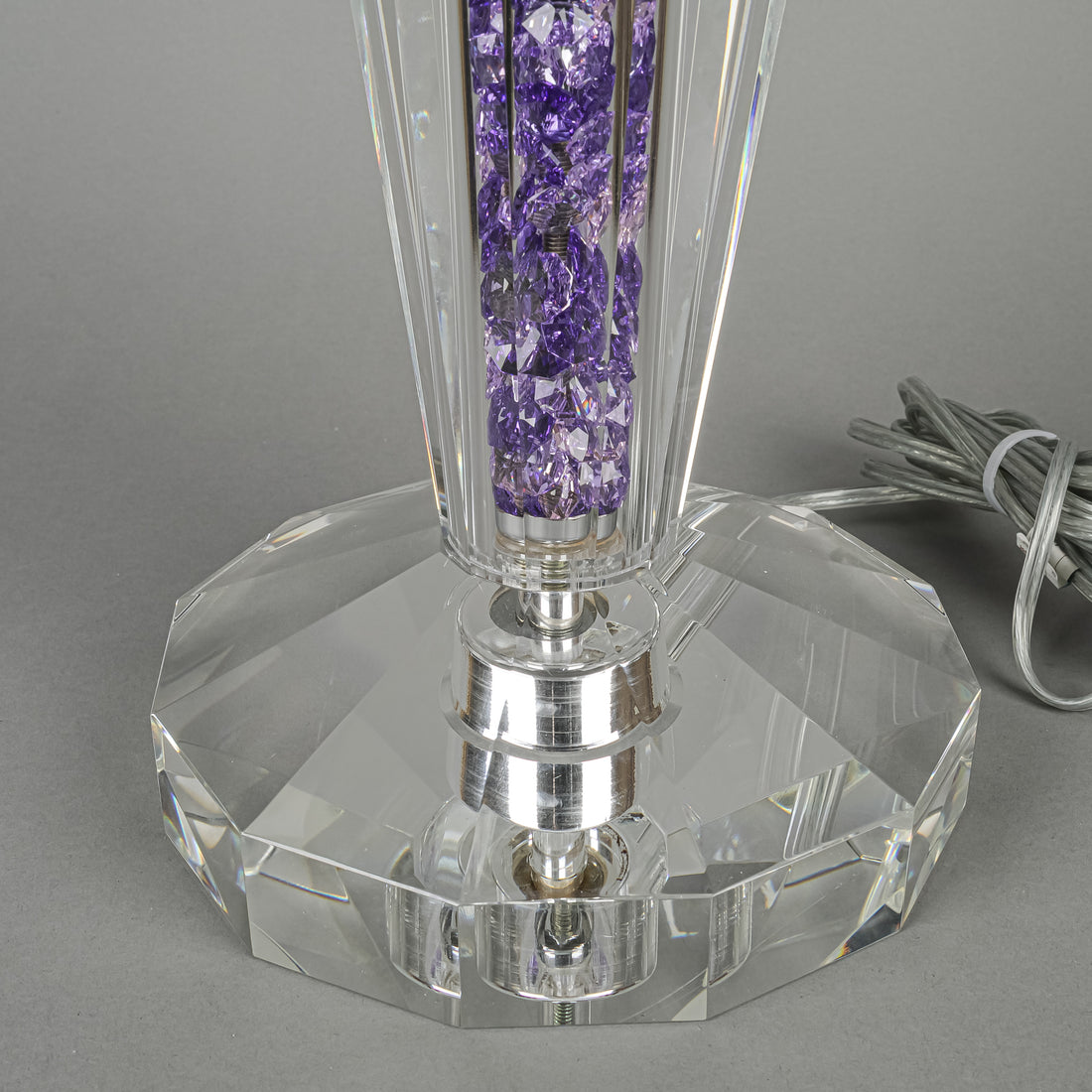Coloured Crystal Filled Faceted Crystal Lamp w/Shade