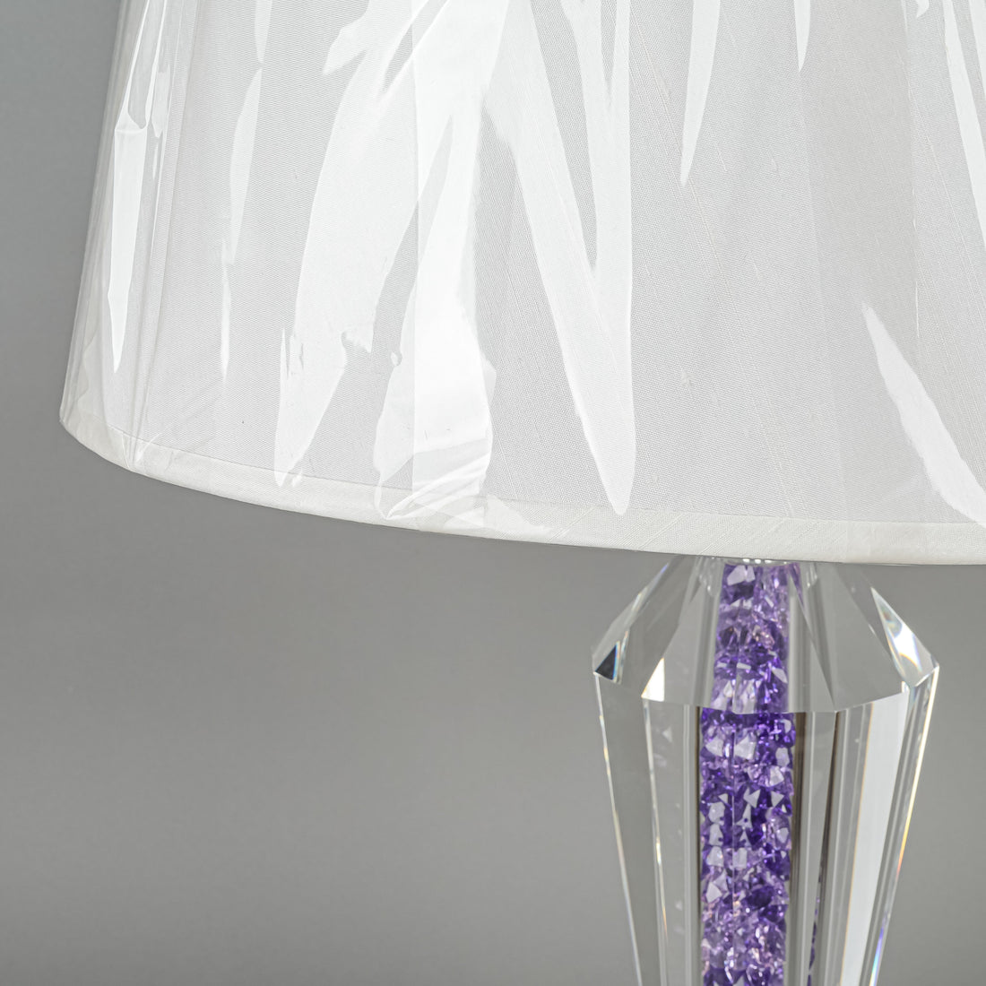 Coloured Crystal Filled Faceted Crystal Lamp w/Shade