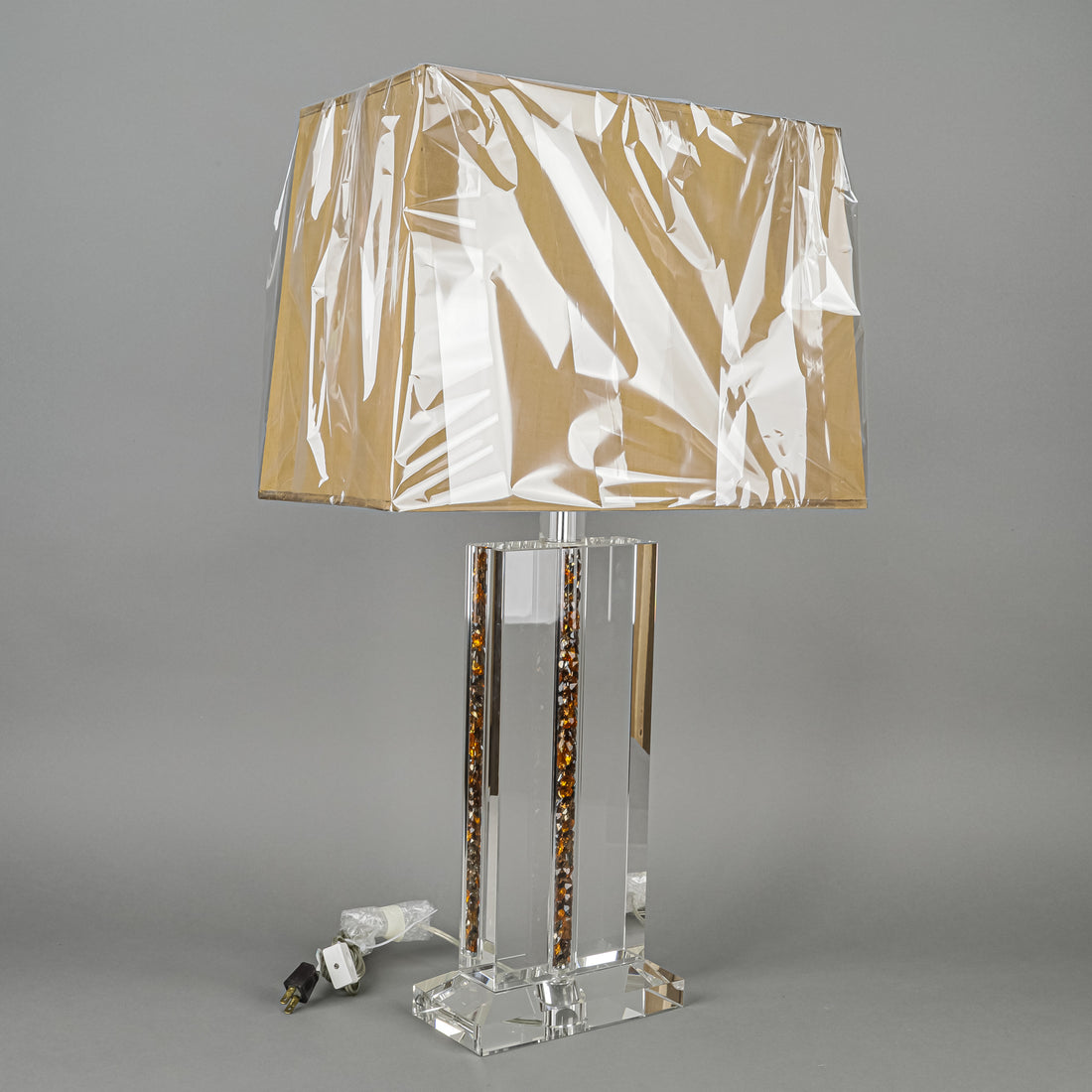 Coloured Crystal Filled Slab Crystal Lamps w/Shades Set of 2