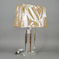 Coloured Crystal Filled Slab Crystal Lamps w/Shades Set of 2