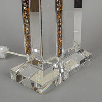 Coloured Crystal Filled Slab Crystal Lamps w/Shades Set of 2