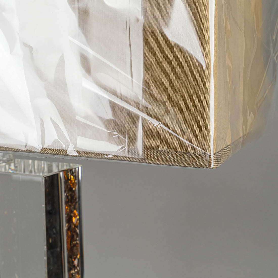 Coloured Crystal Filled Slab Crystal Lamps w/Shades Set of 2