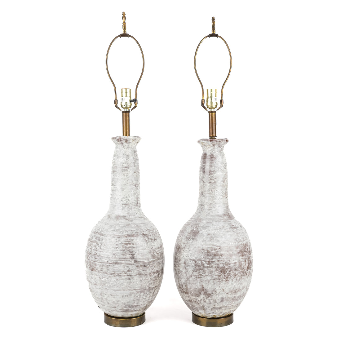 Vintage Ceramic Lamps Grey & White Set of 2