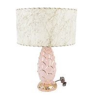 Vintage Pink Ceramic Palm Lamp  With Fiberglass Shade