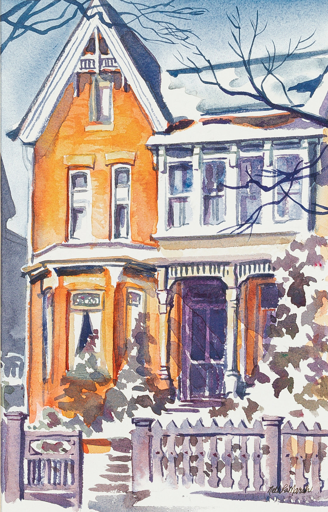 Nell LaMarsh (Canadian 1934-2023) Toronto Victorian Home Watercolour on paper