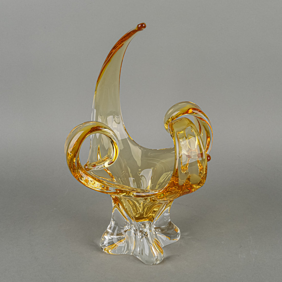 CHALET Free Form Art Glass Basket