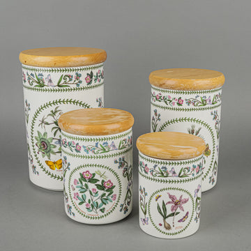 PORTMEIRION Variations Canister Set Of 4 With Wooden Lids 8 Pieces