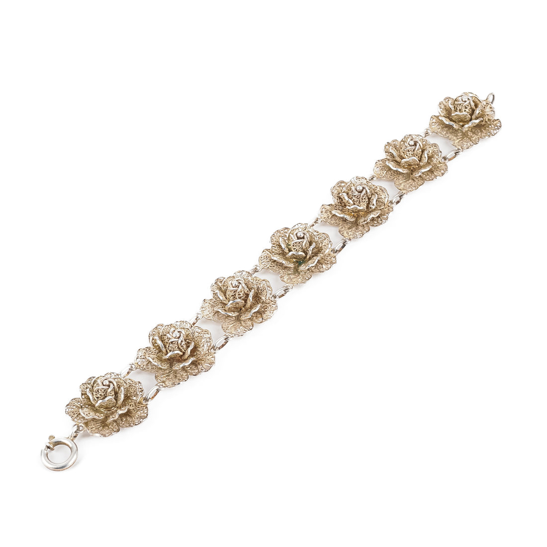 Siliver Filigree Flower Link Bracelet