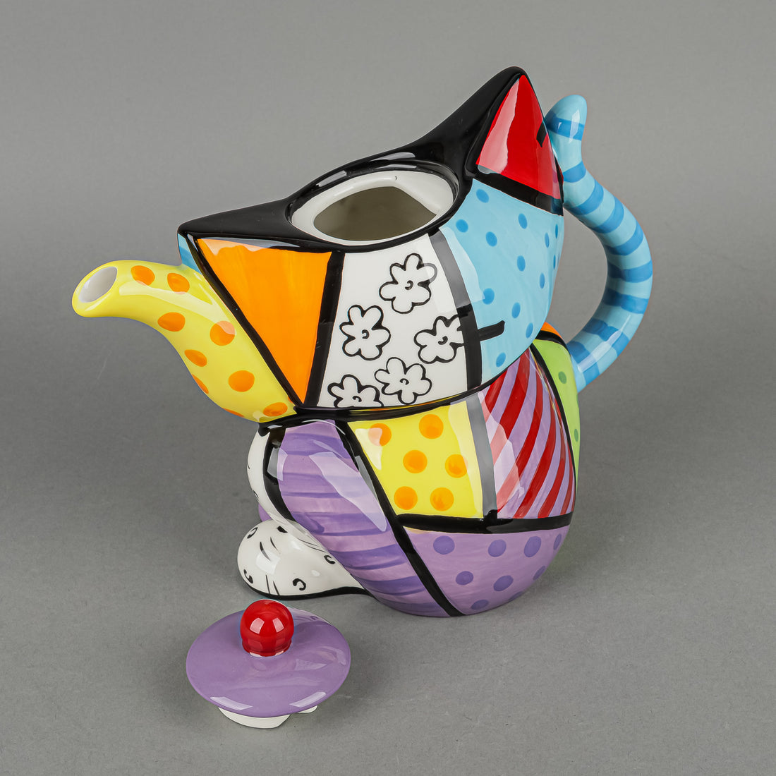 GIFTCRAFT ROMEO BRITTO Happy Cat Teapot With Lid 14072
