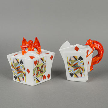 ROYAL BAYREUTH Devil And Cards - Cream And Covered Sugar