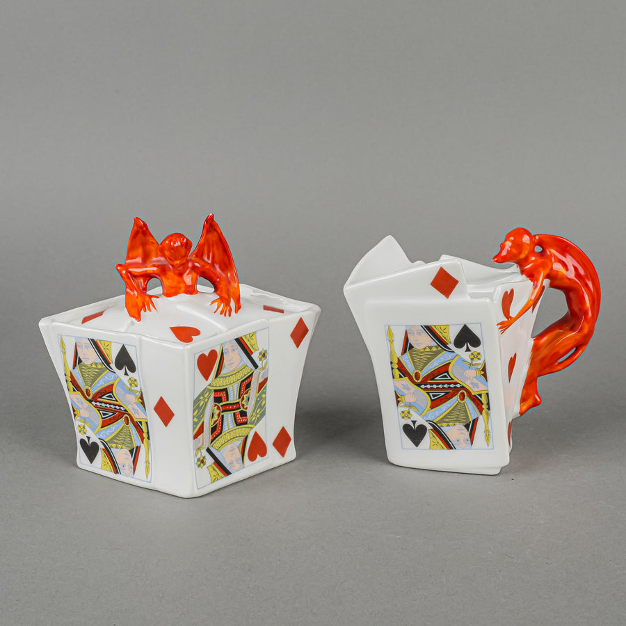 ROYAL BAYREUTH Devil And Cards - Cream And Covered Sugar