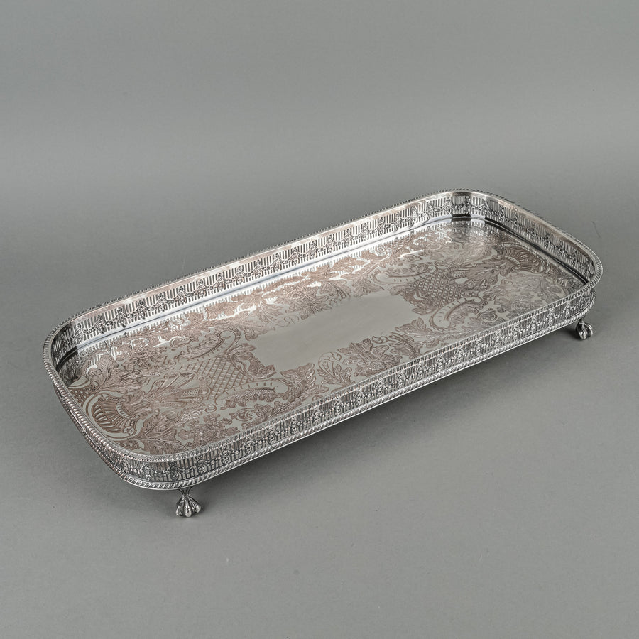 VINERS Sheffield Reproduction Silverplate Footed Gallery Tray