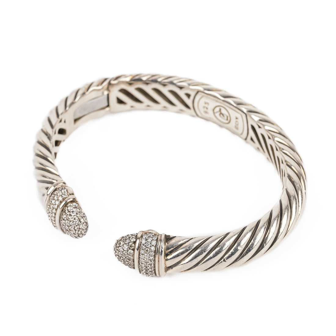 DAVID YURMAN Sterling Silver Diamond Waverly Hinged Cuff Bracelet