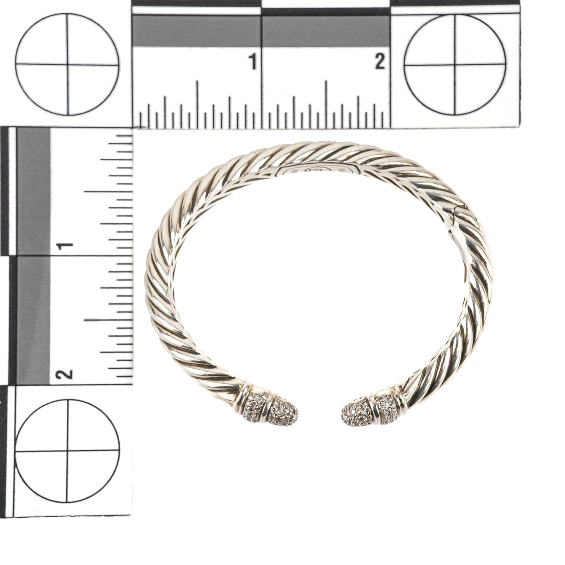 DAVID YURMAN Sterling Silver Diamond Waverly Hinged Cuff Bracelet