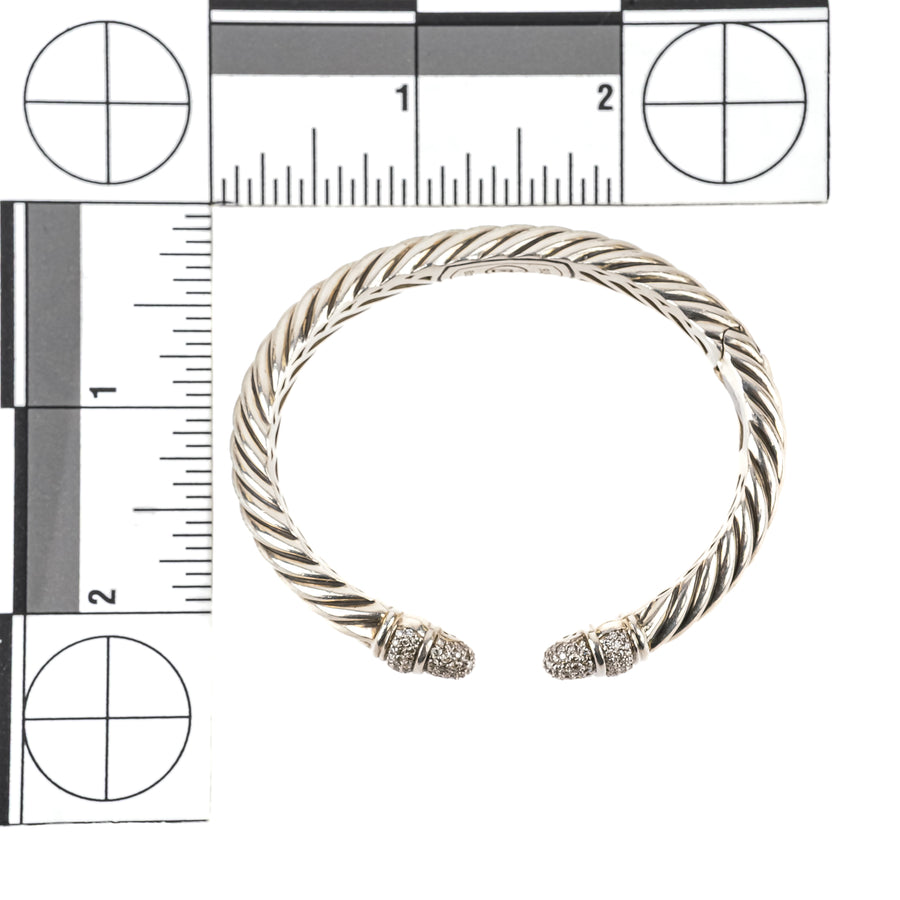 DAVID YURMAN Sterling Silver Diamond Waverly Hinged Cuff Bracelet